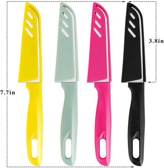 BYkooc 8 pieces Paring Knives (4PCS Peeling Knives and 4PCS Knife Sheath), Ultra Sharp Vegetable and Fruit Knife,German Steel Small Kitchen Knife with PP Plastic Ergonomic Handle