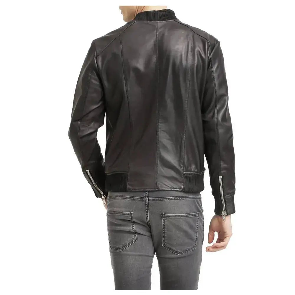 Premium Native American Leather Bomber Jacket-4