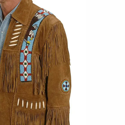 Men's Native American Suede Western Leather Jacket-1