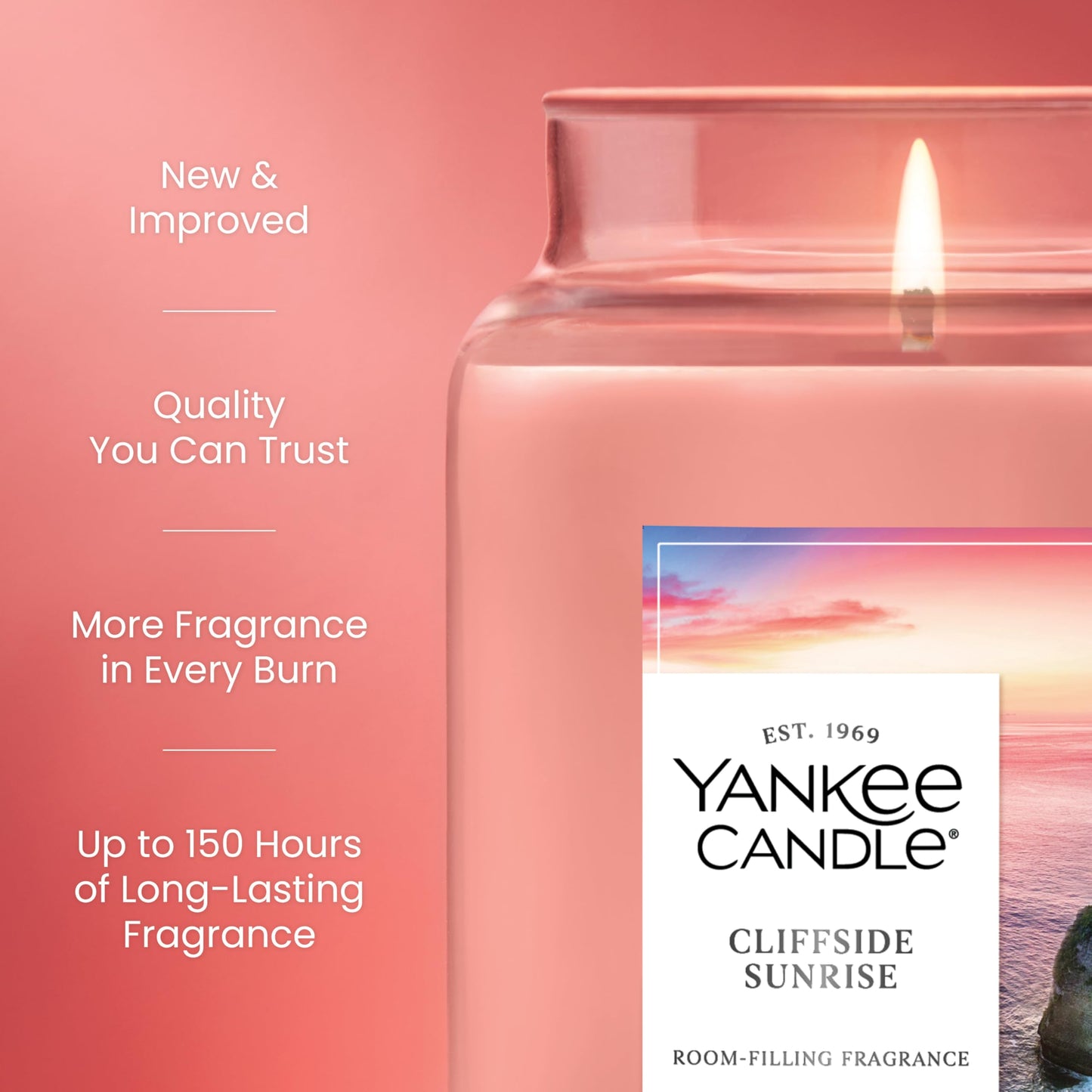 Yankee Candle Cliffside Sunrise, Scented Candle, 22oz Large Jar with up to 150 Hour Burn Time, Giftable