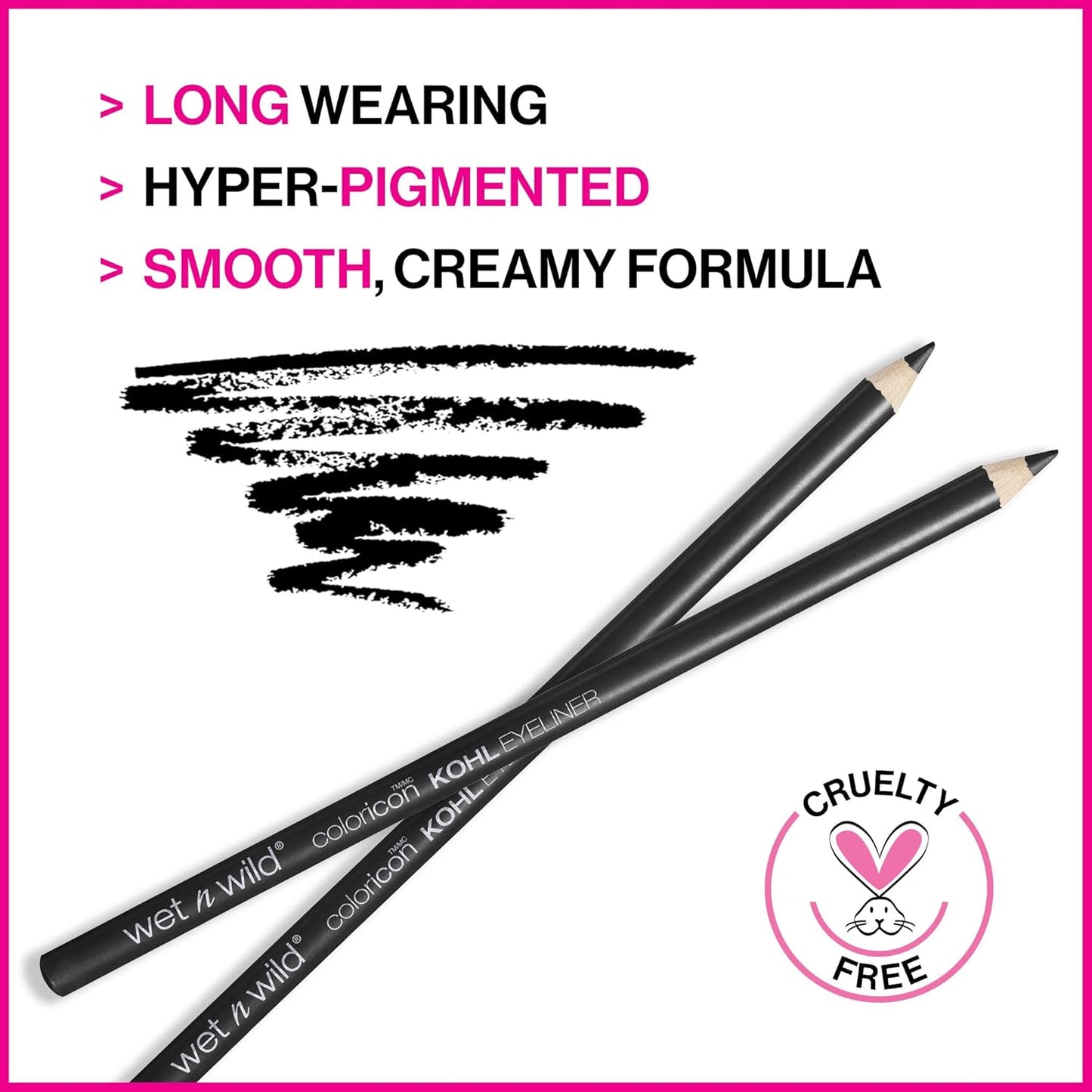 wet n wild Color Icon Kohl Eyeliner Pencil - Rich Hyper-Pigmented Color, Smooth Creamy Application, Long-Wearing Matte Finish Versatility, Cruelty-Free - Baby's Got Black