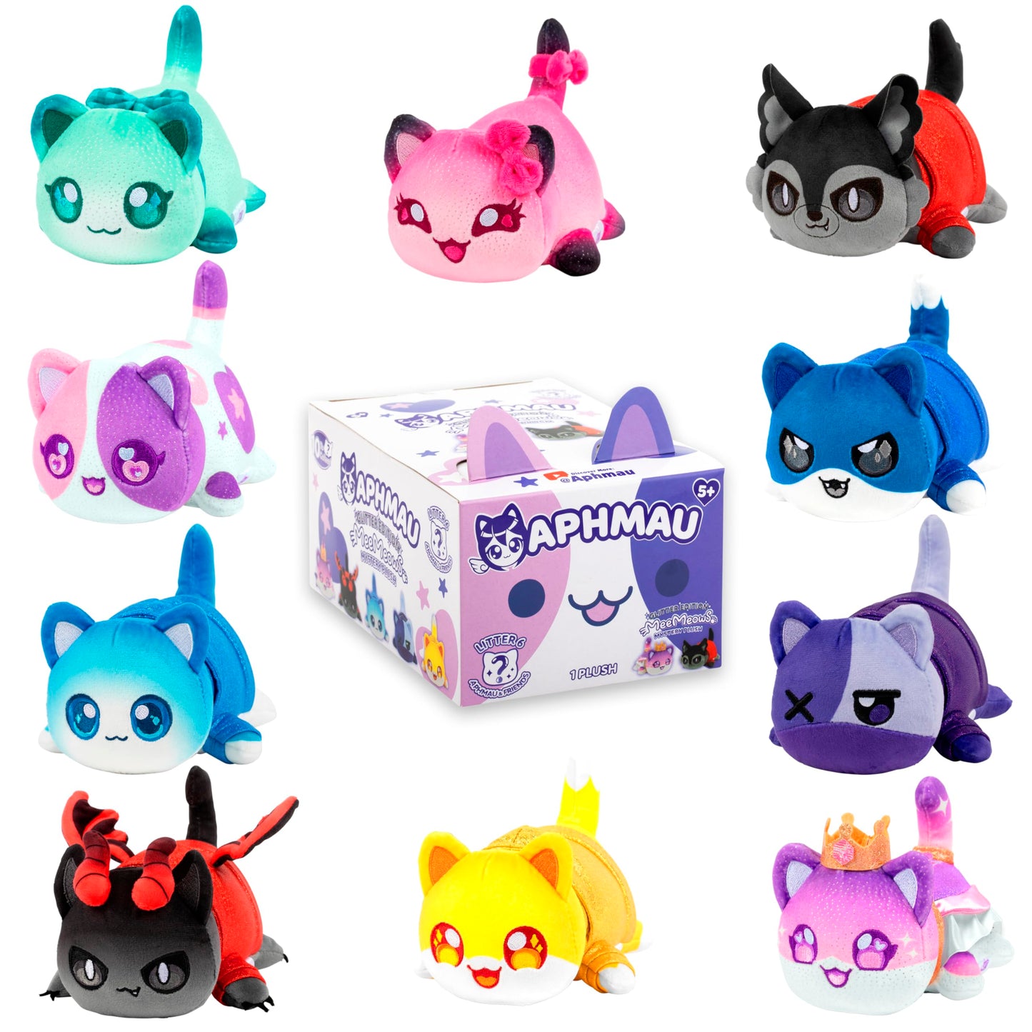 Aphmau 6” MeeMeow Mystery Plush – Ice Cream; YouTube Gaming Channel, Blind Box, 1 of 8 Possible Ice Cream MeeMeows, Official Aphmau Merch