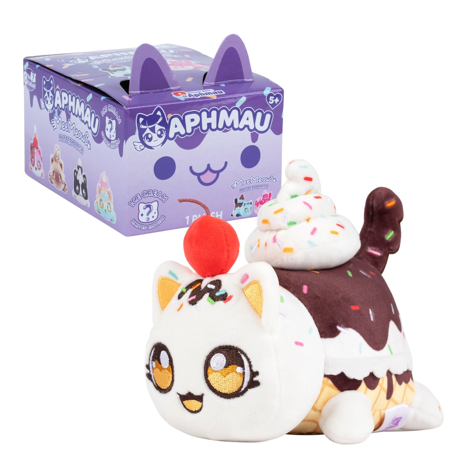 Aphmau 6” MeeMeow Mystery Plush – Ice Cream; YouTube Gaming Channel, Blind Box, 1 of 8 Possible Ice Cream MeeMeows, Official Aphmau Merch