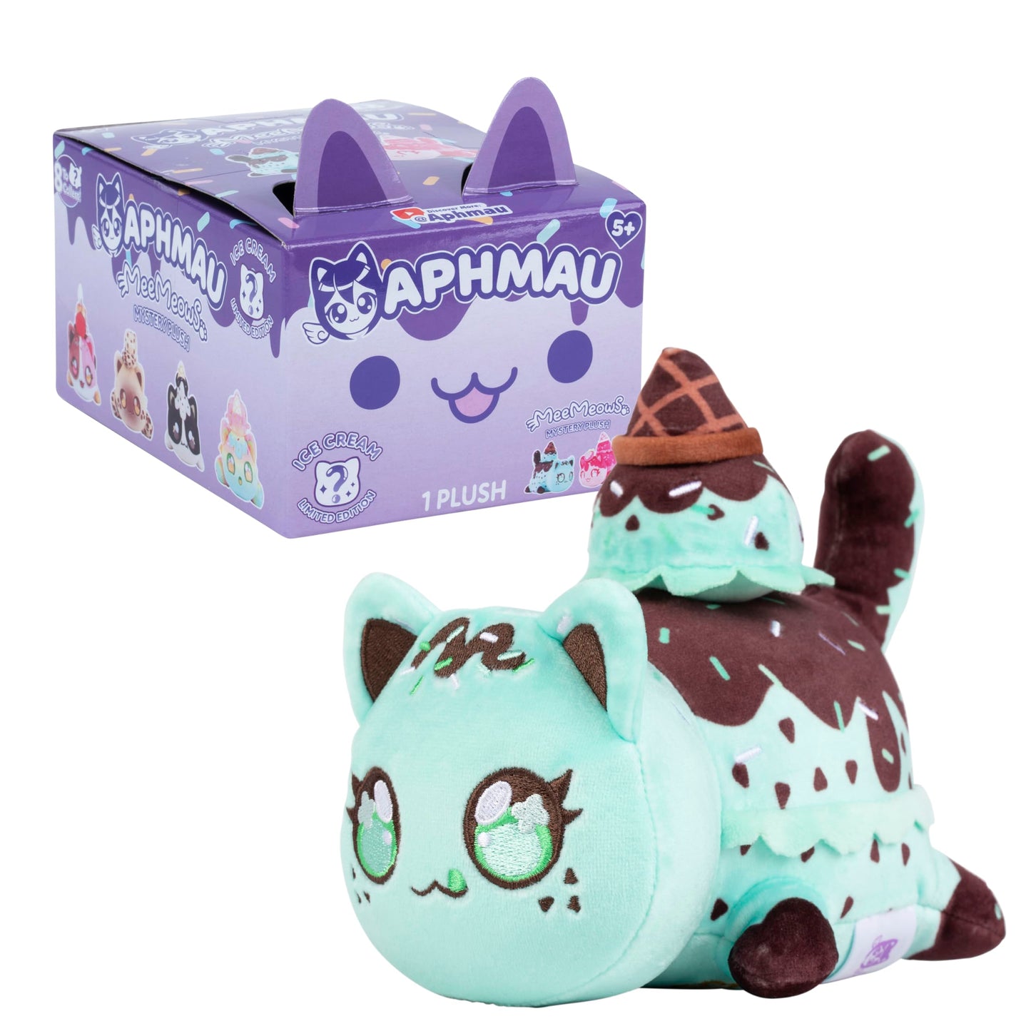 Aphmau 6” MeeMeow Mystery Plush – Ice Cream; YouTube Gaming Channel, Blind Box, 1 of 8 Possible Ice Cream MeeMeows, Official Aphmau Merch