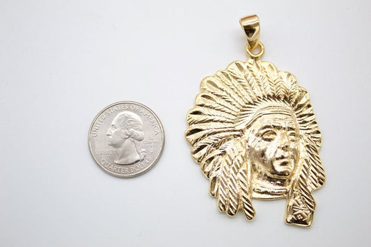 18K Gold Filled Native American Chief Pendant-1