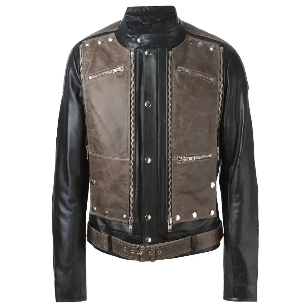 Native American Leather Biker Jacket-0