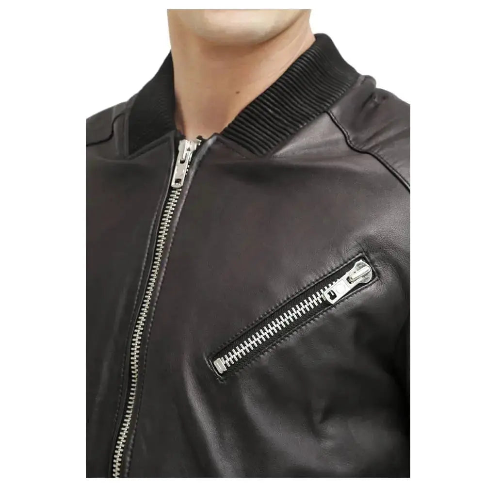 Premium Native American Leather Bomber Jacket-3