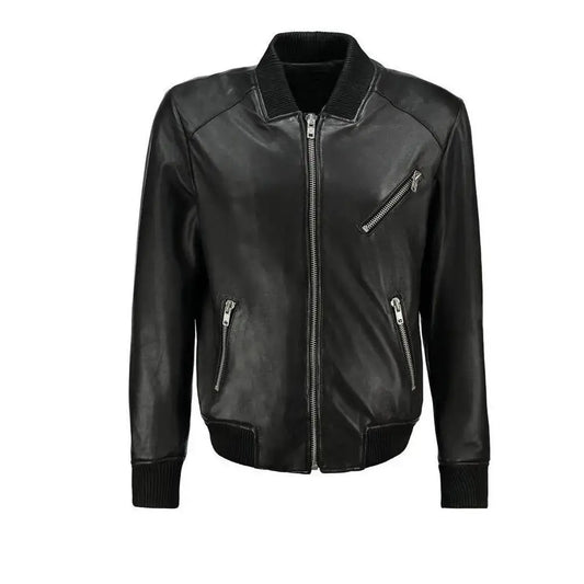 Premium Native American Leather Bomber Jacket-0