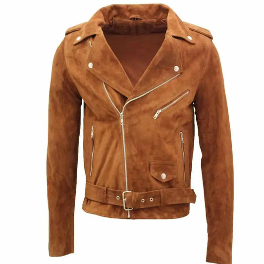 Men's Native American Suede Leather Motorcycle Jacket-0