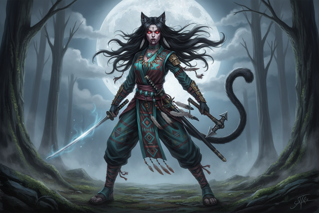 ninja native american werewolf vampire girl neko